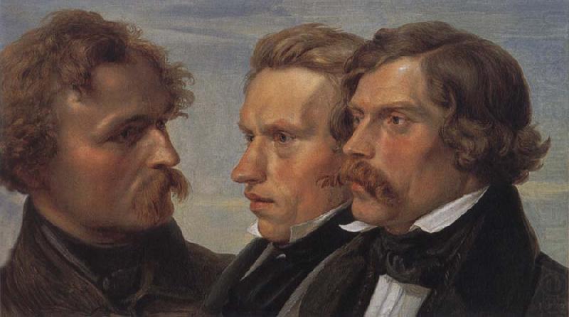Portrait of the Painters Carl Friedrich Lessing,Carl Sohn and Theodor Hildebrandt, Julius Hubner